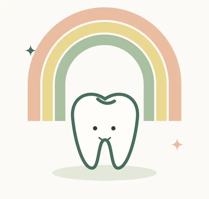Illustration d’une dent sous un arc-en-ciel